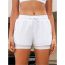 Fashion White Polyester Drawstring High Waist Shorts