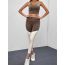 Fashion Brown Polyester Contrasting Suspender Pants Yoga Suit