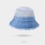 Fashion Light Blue Cotton Gradient Raw Edge Denim Bucket Hat