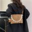 Fashion Coffee Color Woven Flap Crossbody Bag