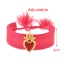 Fashion Rose Red 5 Copper Inlaid Zircon Irregular Love Fabric Braided Tassel Bracelet