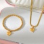Fashion Golden 2 Titanium Steel Love Pendant Beaded Bracelet