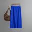 Fashion Blue Core-spun Yarn Slit Knitted Pit Skirt