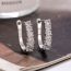 Fashion Silver Copper Inlaid Zirconium Geometric U-shaped Earrings