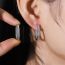 Fashion Silver Copper Inlaid Zirconium Polygonal Earrings