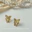 Fashion A Pair Of Double Butterfly Earrings Alloy Double Flying Butterfly Earrings