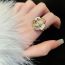 Fashion Ring-silver (real Gold Plating) Metal Diamond Flower Open Ring