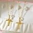 Fashion Golden 2 Titanium Steel With Zirconium Cross Pendant Necklace