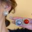 Fashion Red Copper Inlaid Zirconium Pearl Geometric Stud Earrings
