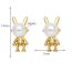 Fashion F Copper Inlaid Pearl Hollow Flower Stud Earrings