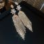 Fashion Gold-white Diamond Copper Diamond Flower Tassel Earrings