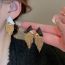 Fashion Black White Tassel (real Gold Plating) Copper Triangle Chain Tassel Earrings