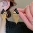 Fashion Black White Tassel (real Gold Plating) Copper Triangle Chain Tassel Earrings