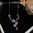 Fashion Necklace - Silver Geometric Diamond Crystal Star Tassel Necklace