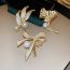 Fashion Brooch - Golden Bow (real Gold Plating) Metal Diamond Bow Brooch