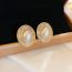 Fashion Gold (real Gold Plating) Metal Diamond Oval Pearl Stud Earrings