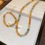 Fashion Necklace-color (real Gold Plating) Natural Stone Beaded Necklace