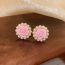 Fashion Pink Resin Pearl Flower Stud Earrings
