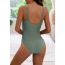Fashion Blue Polyester Cross-pleat One-piece Swimsuit