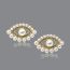 Fashion Gold Metal Diamond Pearl Eye Stud Earrings