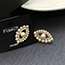 Fashion Gold Metal Diamond Pearl Eye Stud Earrings