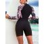 Fashion 3# Polyester Printed Long Sleeve Boxer Swimsuit