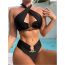 Fashion Rose Red Polyester Cross Cutout Split Swimsuit