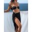 Fashion Black Polyester Bandeau Tankini Swimsuit Bikini