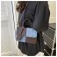 Fashion Brown Pu Contrasting Color Flap Crossbody Bag