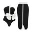 Fashion Black Suit Polyester Color Block One Piece Swimsuit Slit Beach Skirt Set