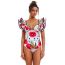 Fashion Red Suit Polyester Printed One Piece Swimsuit Beach Skirt Set