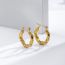 Fashion Gold Titanium Steel Hemp Pattern Round Earrings