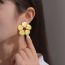 Fashion Gold Stainless Steel Gold Plated Flower Stud Earrings
