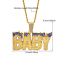 Fashion White Gold (pendant Only) Alloy Diamond Letter Pendant For Men