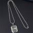 Fashion Silver Stainless Steel Double Dragon Love Square Mens Necklace