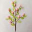 Fashion Green Leaves And Pink Flower Buds Cuttings Plastic Simulated Green Leaves And Flower Branches