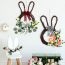 Fashion Black And White Checkered Bow Rabbit Rattan Circle Type A Rabbit Vine Wreath Door Hanging
