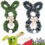 Fashion Lantern Green Rabbit (you Need To Wrap The Light Yourself) Plastic Bow Folding Rabbit Door Decoration Pendant (with Light)