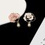 Fashion 【white Camellia Hanging Pearls】 Alloy Geometric Camellia Brooch