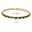 Fashion Green+gold Copper Set Zirconia Square Bracelet