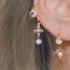 Fashion One Golden Blue Round Diamond Earrings Copper Diamond Geometric Earrings (single)