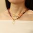 Fashion Love Pendant Geometric Natural Stone Beaded Love Necklace