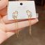 Fashion Silver - Zircon Love Tassel (thick Real Gold Plating) Copper And Diamond Love Chain Tassel Earrings