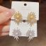 Fashion Silver-sunflower Earrings (thick Real Gold Plating) Copper Diamond And Pearl Geometric Stud Earrings