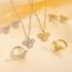 Fashion Golden Mickey Three-piece Set Titanium Steel Diamond Mickey Mouse Necklace Ring Earrings Set