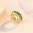 Fashion Colorful Zircon Ring Metal Diamond Geometric Open Ring