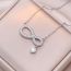 Fashion Silver Titanium Steel Diamond Geometric Knot Necklace
