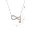 Fashion Silver Titanium Steel Diamond Geometric Knot Necklace