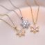 Fashion Gold Titanium Steel Diamond Flower Necklace