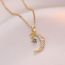 Fashion Gold Titanium Steel Diamond Moon Necklace